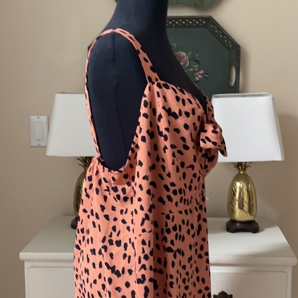 Hailey & Co. Animal Print Sleeveless Dress Sz 3X Orange Tan Tie Bodice - Picture 5 of 12